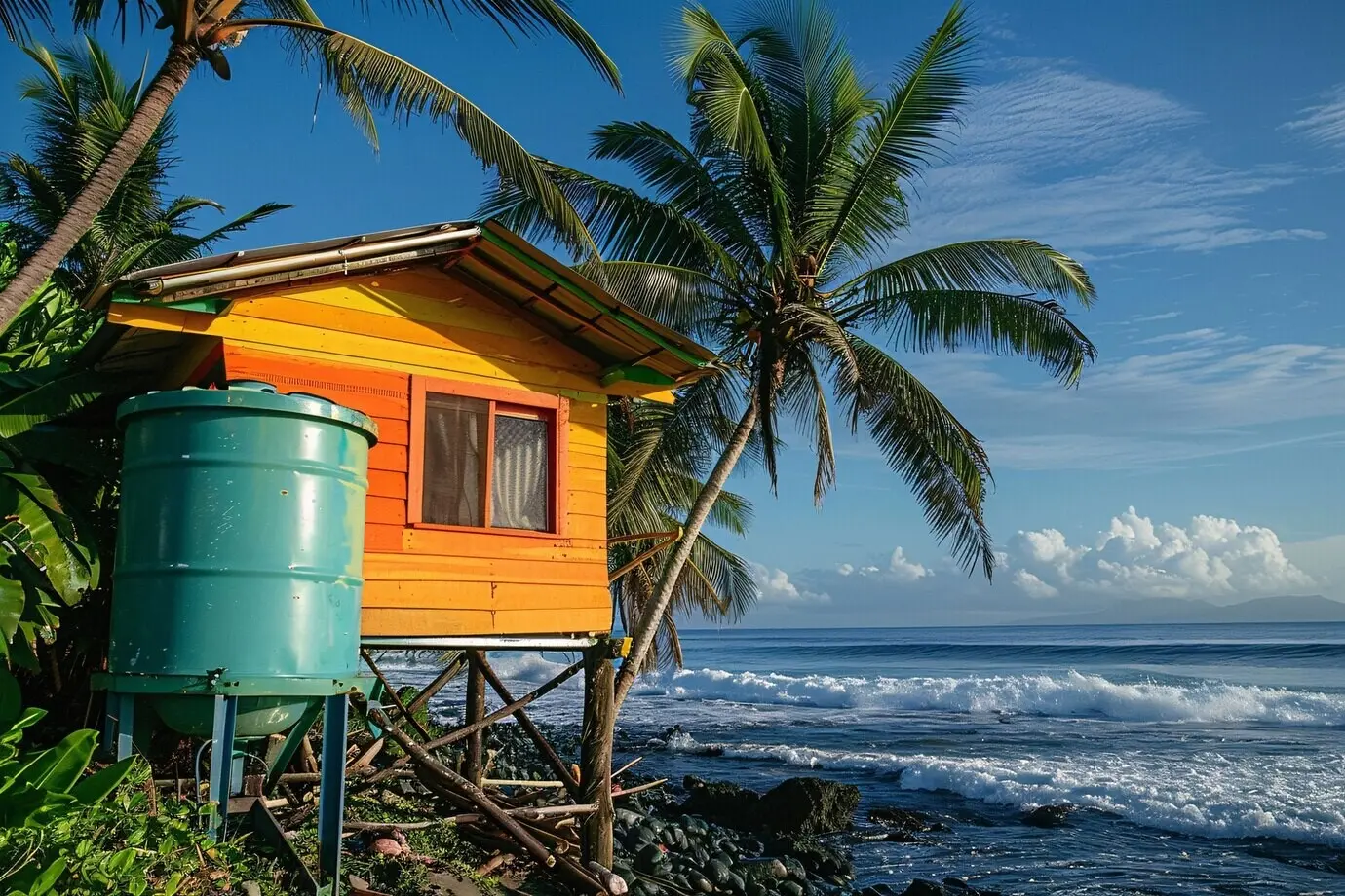 Ansicht eines Tanks/Behälters zur Speicherung von Wasser
