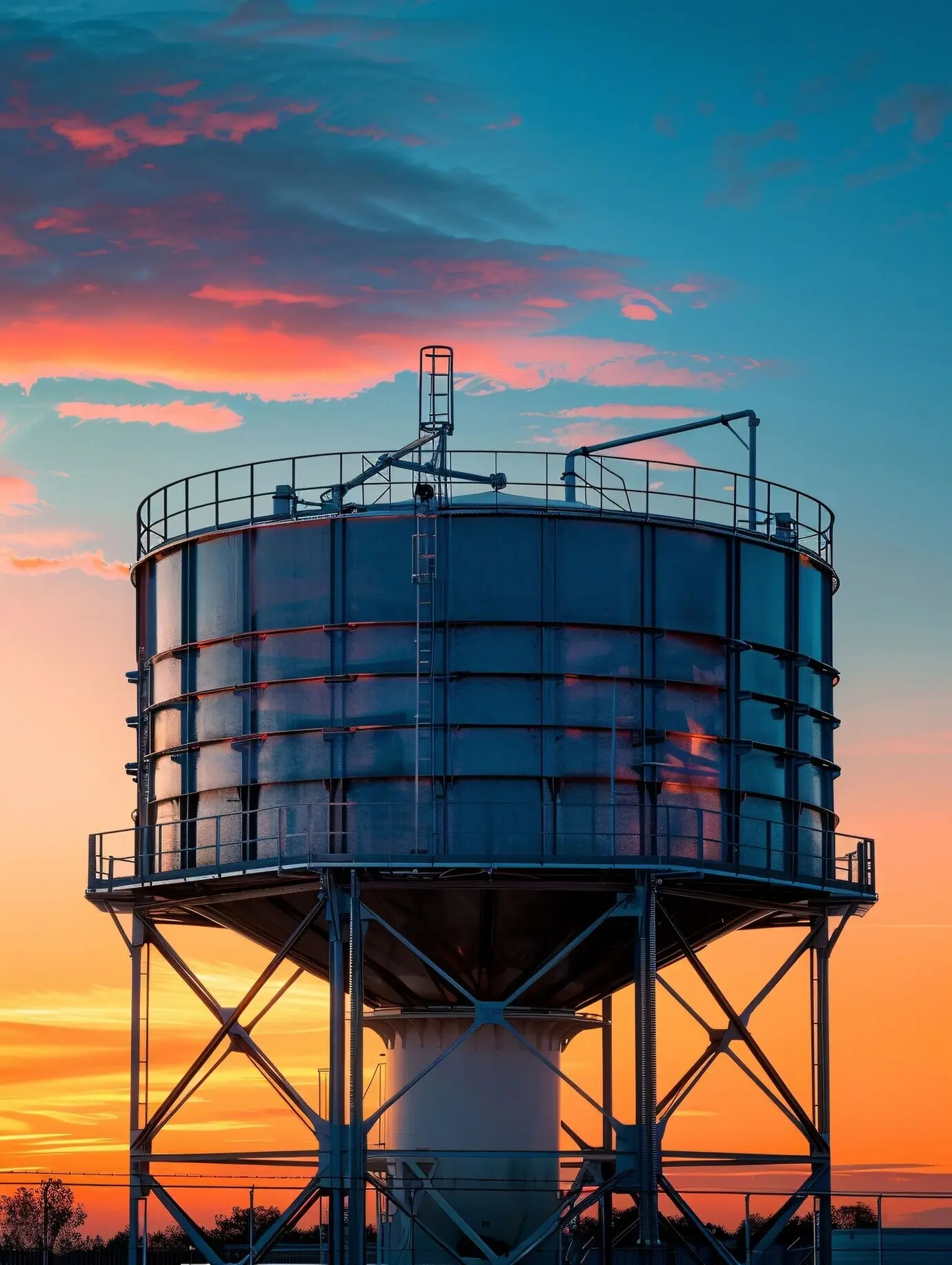 Ansicht eines Tanks/Behälters zur Wasserspeicherung.