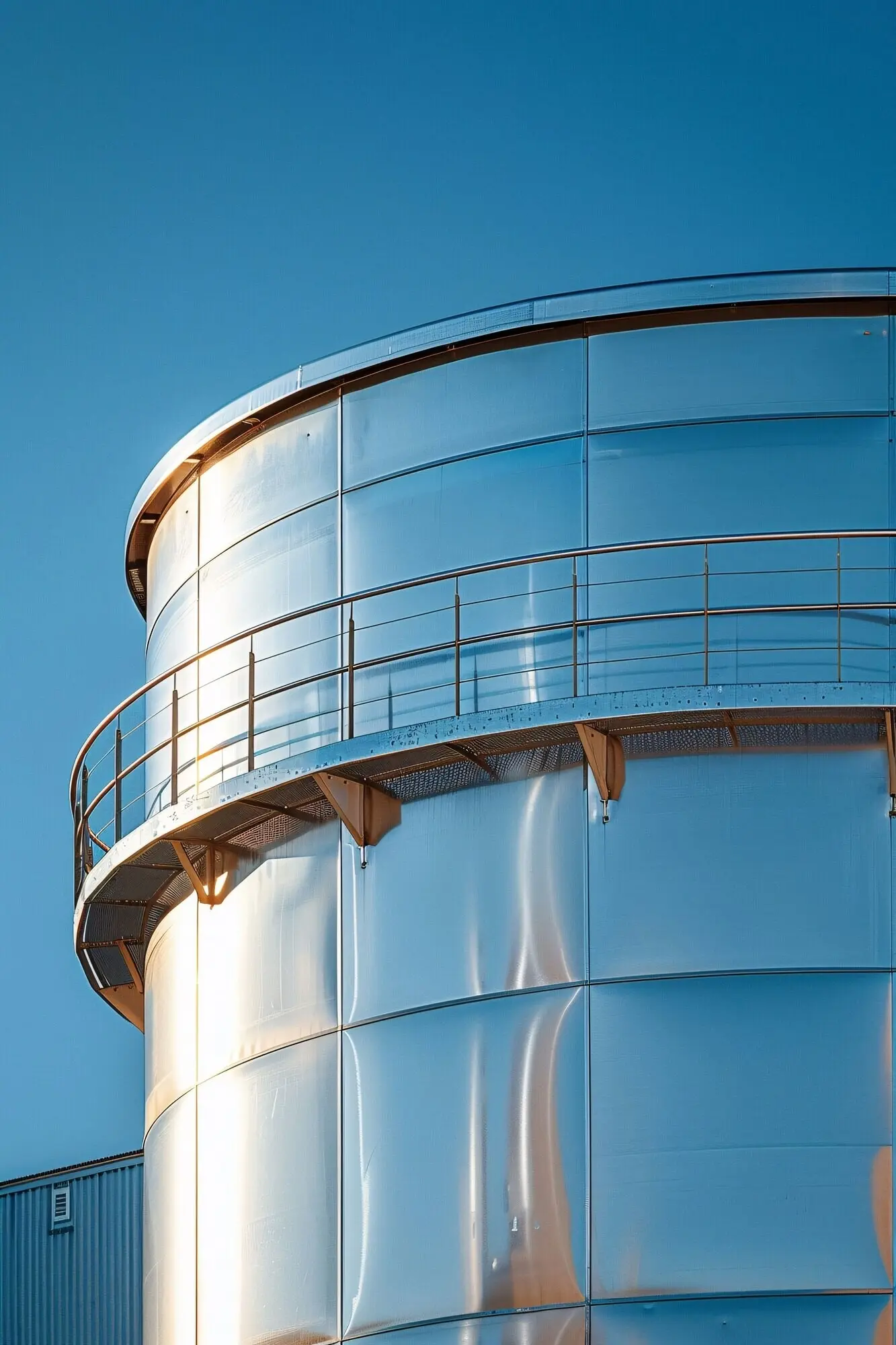 Blick auf einen Tank/Behälter zur Wasserspeicherung.